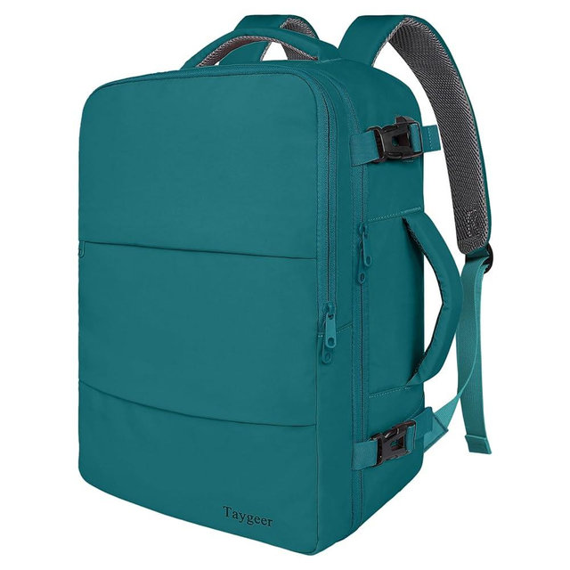Taygeer Carry on Backpack for Men Women, Luggage Laptop Backpack for Airplane Travel with USB Charging Port, 35L Water Resistant Gym Backpack, Weekender Bag for College Gift, Peacock Blue