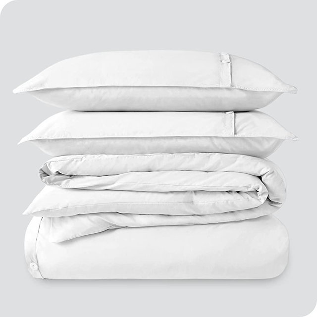 Bare Home 100% Organic Cotton King/California King Duvet Cover Set - Crisp Percale Weave - Lightweight & Breathable - Cooling Duvet Cover Set (King/Cal King, White)