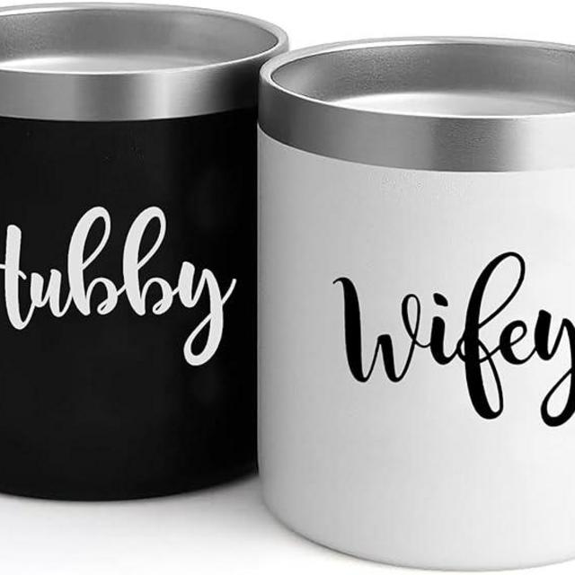 Mahrokh Wifey Hubby 14oz Coffee Mug Set of 2, Anniversary Wedding Engagement Gifts for Couple Bride and Groom, Couples Coffee Mug Set, Newlywed Coffee Mug Gift Set, Mr Mrs Mugs for Married Couple