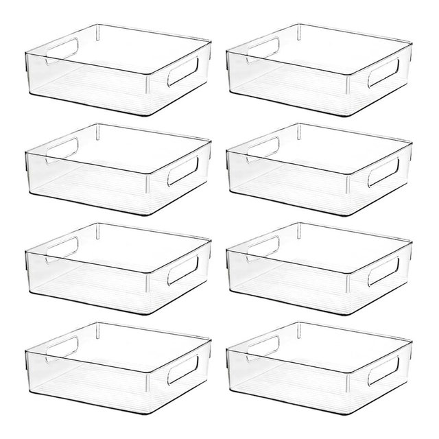 Clear Plastic Storage Bins, Home Bathroom Laundry Room Freezer Refrigerator Pantry Organizers and Storage Containers Fridge Organizer Bins Kitchen Organization Cabinet Medicine Bin for organizing