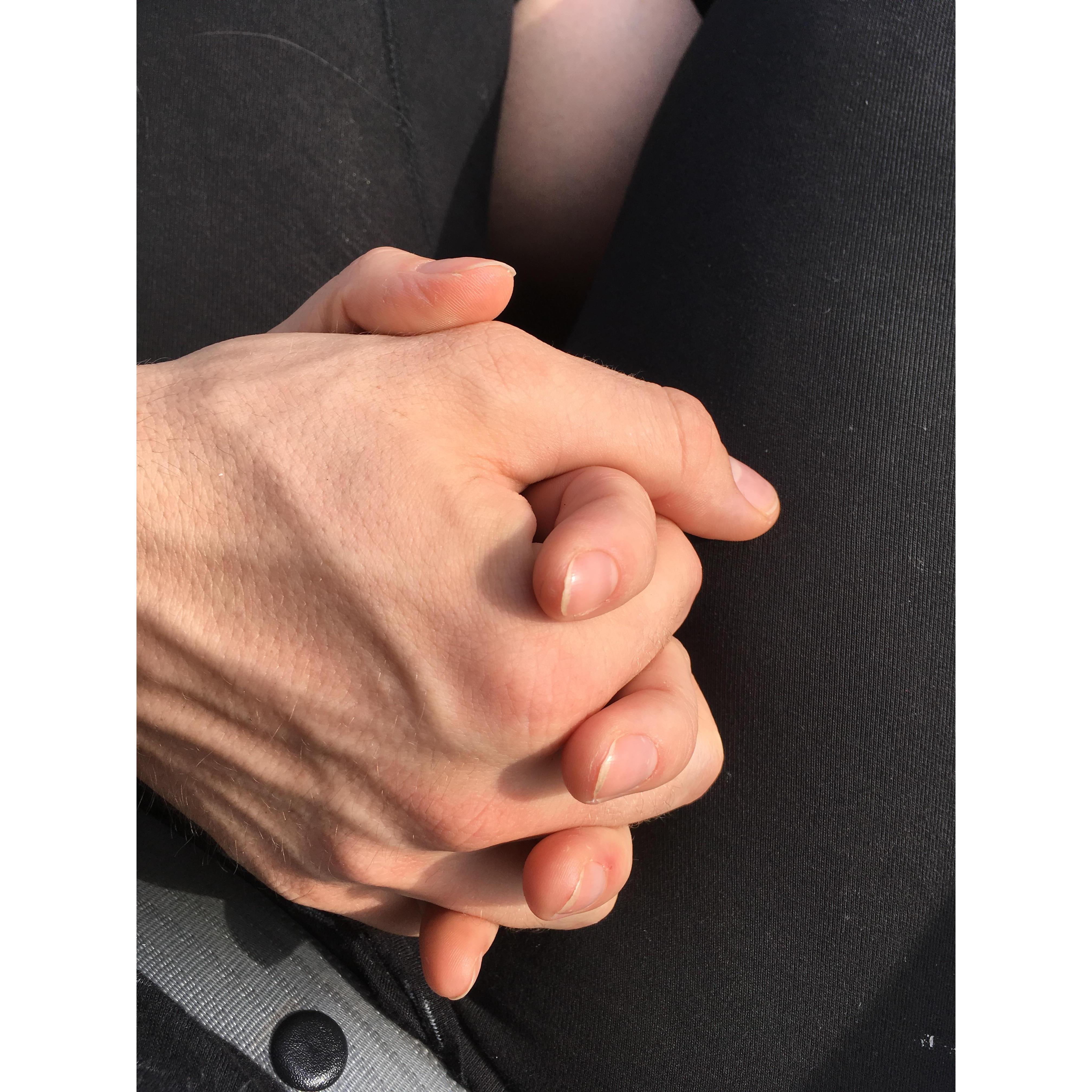 One of the first times we actually held hands like this!!! coming back from the hike!