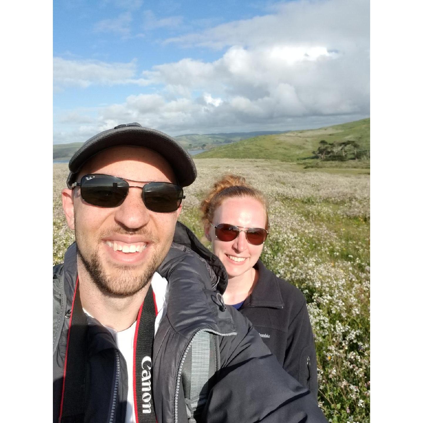 Our first photo together! Hiking Tomales Bay before asking me to be his partner