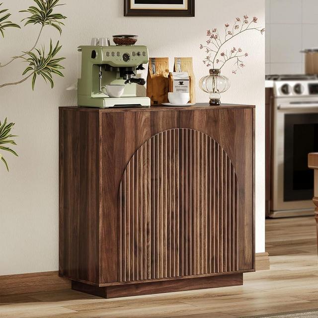 CHOEZON Buffet Cabinet, Sideboard Buffet Cabinet with Storage, Coffee Bar Cabinet, Push-to-Open Doors & Adjustable Internal Shelf, Buffet Table for Kitchen, Dining Room, Walnut MCB01HT