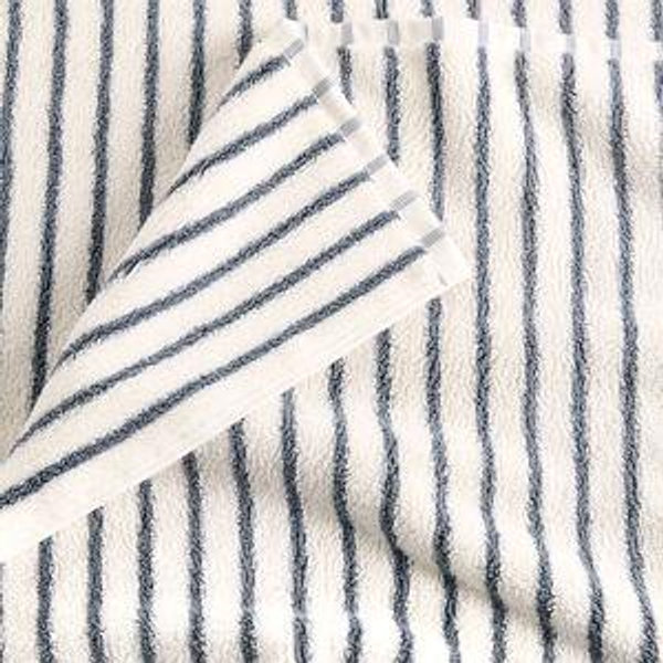 Organic Turkish Cotton Evening Blue Striped Bath Towels