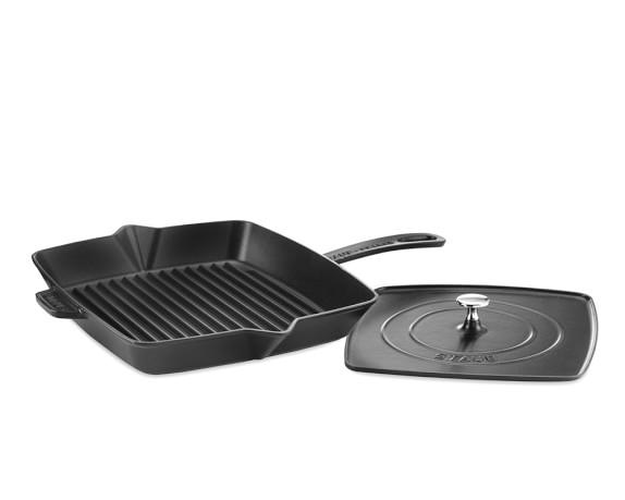 Staub Cast-Iron Grill Pan & Press, 12"