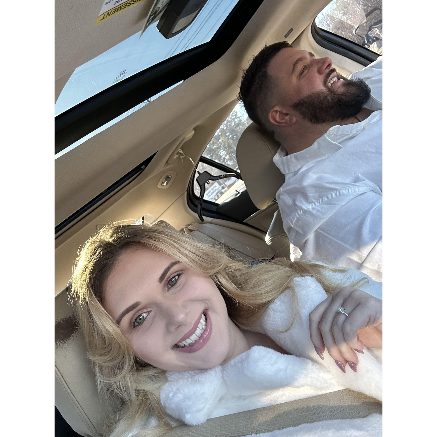 Selfies! On our way to our much awaited engagement photoshoot