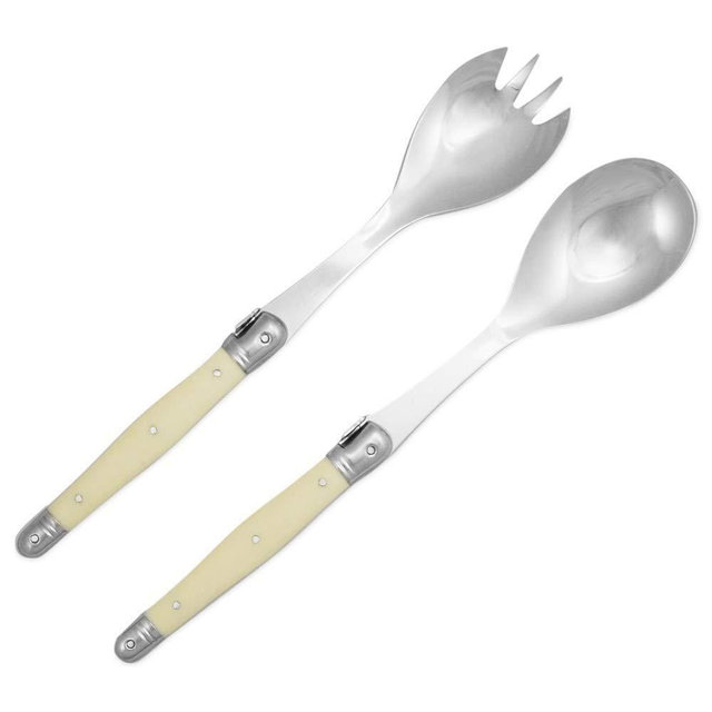 Laguiole Andre Verdier Debutant Salad Server, Set of 2 (Stainless Steel/Ivory)