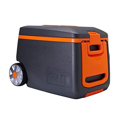 GiNT Rolling Cooler with Handle, 53 Quart Ice Chest Cooler with Wheels, 3-7 Days Ice Retention, Gray