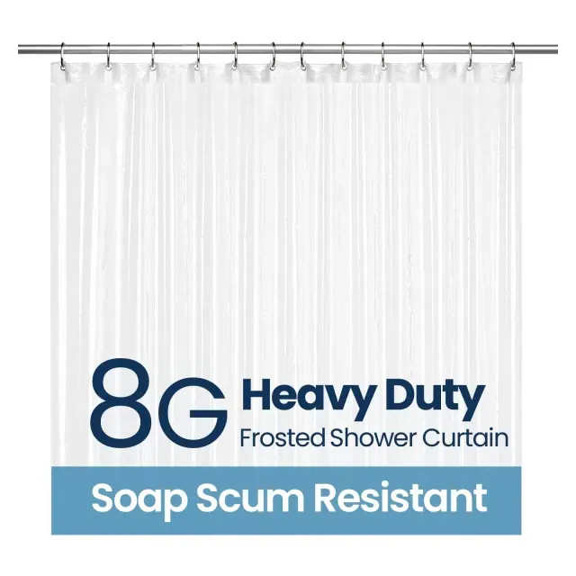 LiBa Premium 8G PEVA Bathroom Shower Curtain Liner - Waterproof, Non-Toxic, Thick Plastic with Rustproof Grommets - 36" W x 72" H Frosted