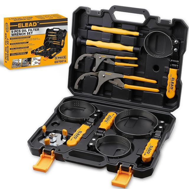 ELEAD 9-Piece Oil Filter Wrench Set, Sturdy Stainless Steel Band, Versatile Sizes, Universal Adjustable, Effective Pliers, Complete Set