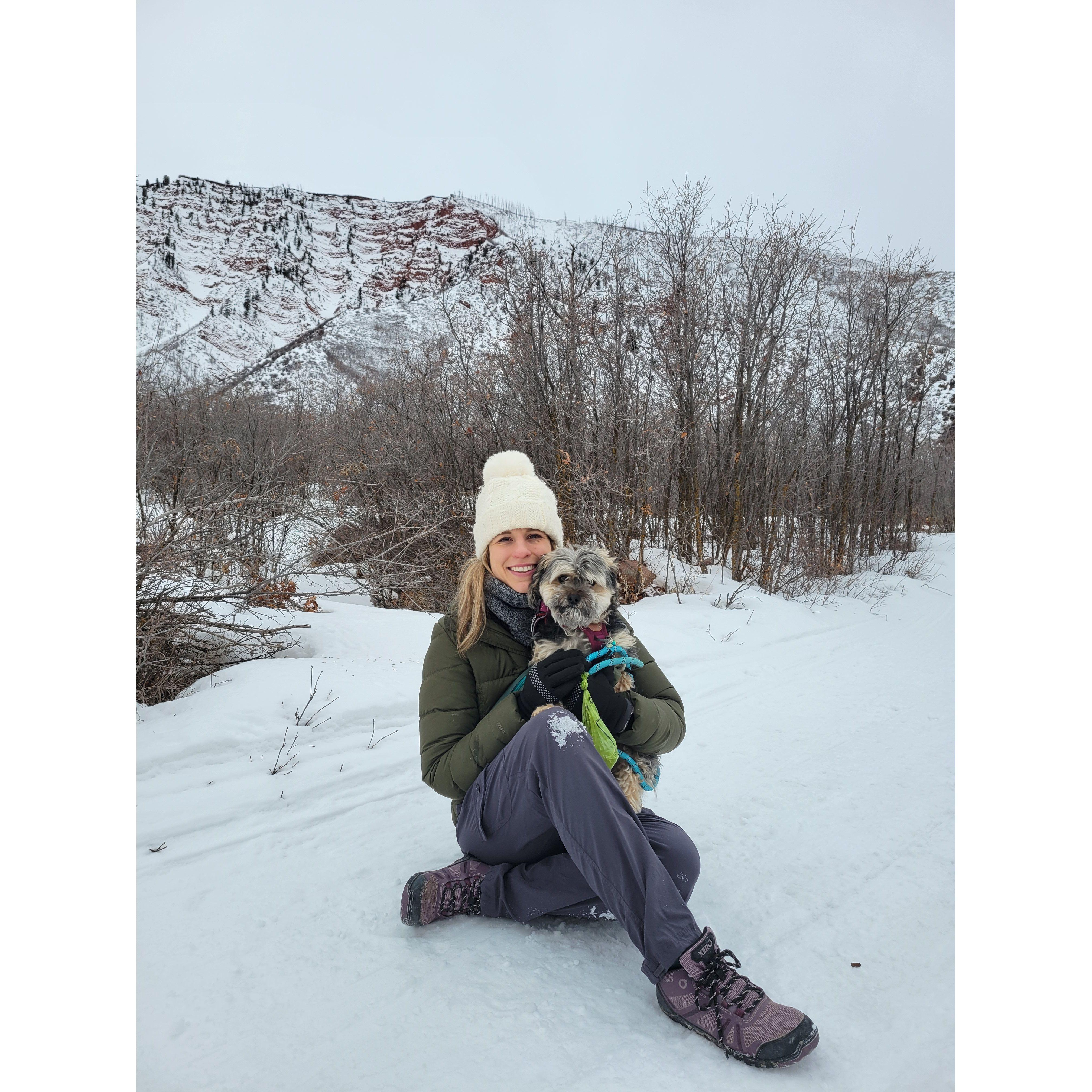 A snowy hike with Bandit!