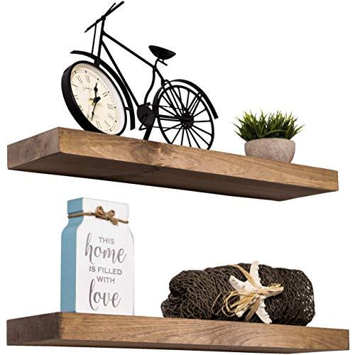 Imperative Décor Floating Shelves Rustic Wood Wall Shelf USA Handmade | Set of 2 (Special Walnut, 24" x 5.5")