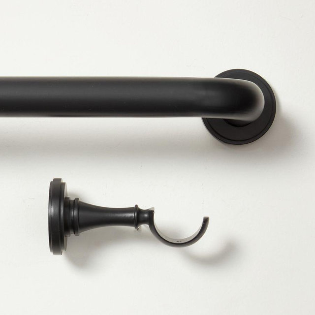 1.25" Diam Somorset, Hidden Connection Room Darkening Curtain Rod, Small, Satin Iron