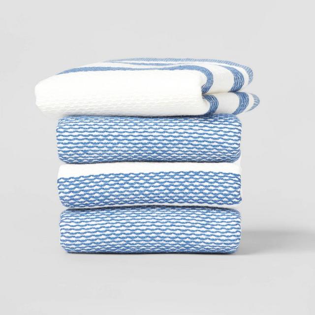 4pk Cotton Chambray Dishcloths Blue - Threshold™