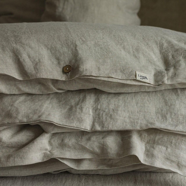 Organic natural 100% linen duvet comforter cover with buttons in various colors and custom sizes, handmade soft stone washed bed linens