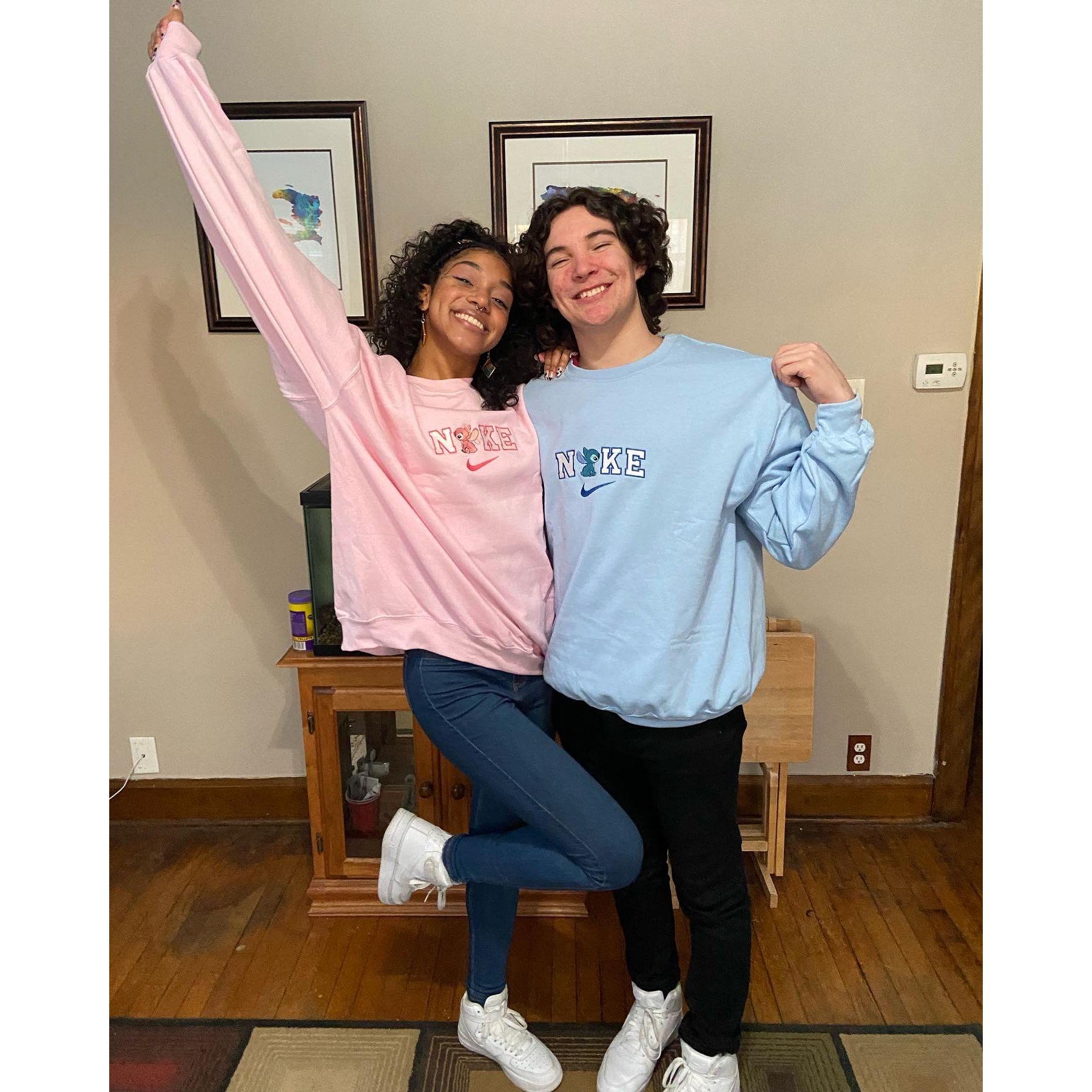 Our first Valentine’s Day we got matching sweaters