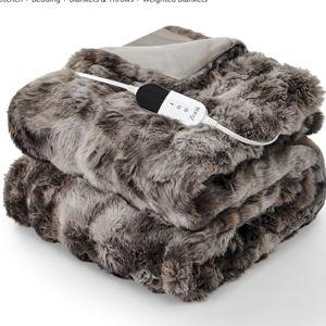 ZonLi 2-in-1 Weighted Heated Blanket for Back Pain, Heated Weighted Blankets(60”x80”, 20lbs), 6 Heating Levels 1-10H Auto Off, Soft Bubble Fleece Washable, Queen Size Chirstmas Blanket for Family