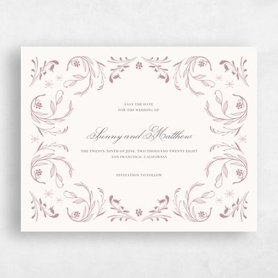Pink Fall Wedding Save the Date - Camberley Landscape