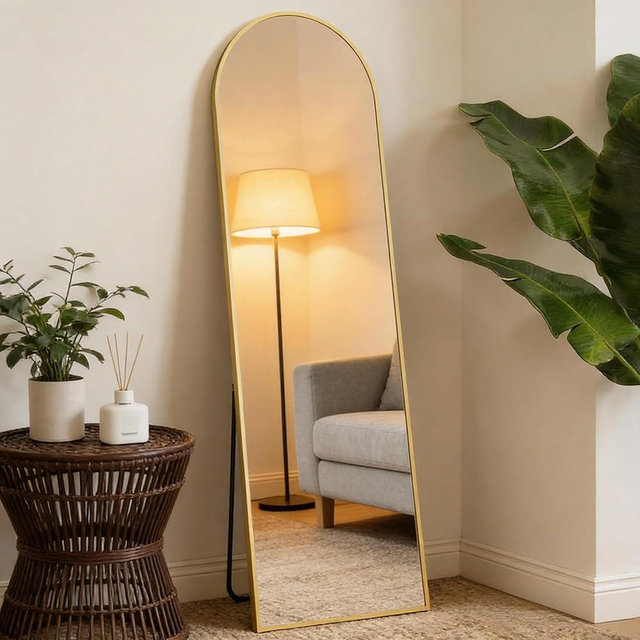 NEWBULIG Full Length Mirror, Full Body Floor Mirror with Aluminum Alloy Thin Frame, Wall or Standing Mirror for Bedroom, Living Room, Dressing Room