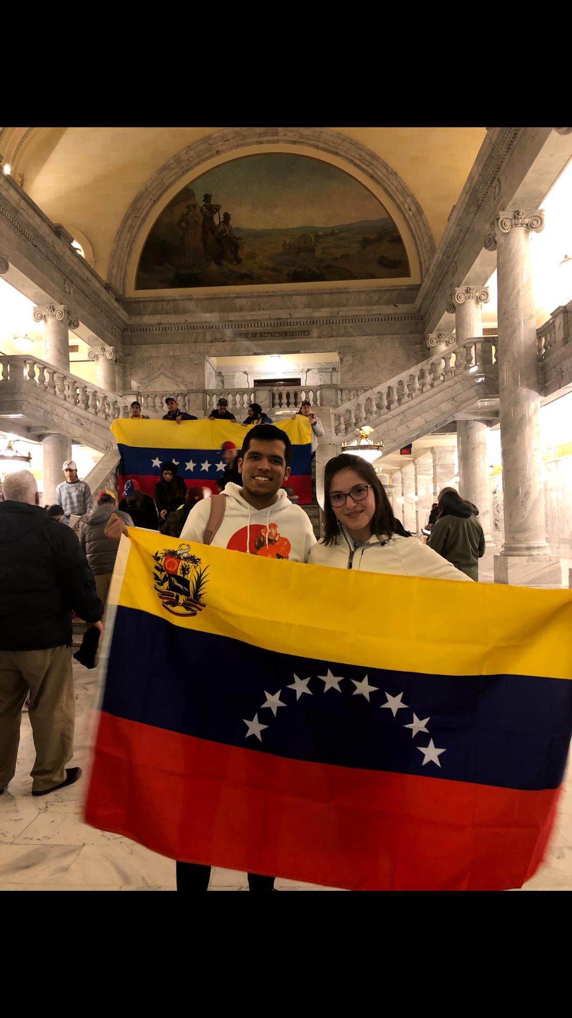 Attending a rally for Venezuela