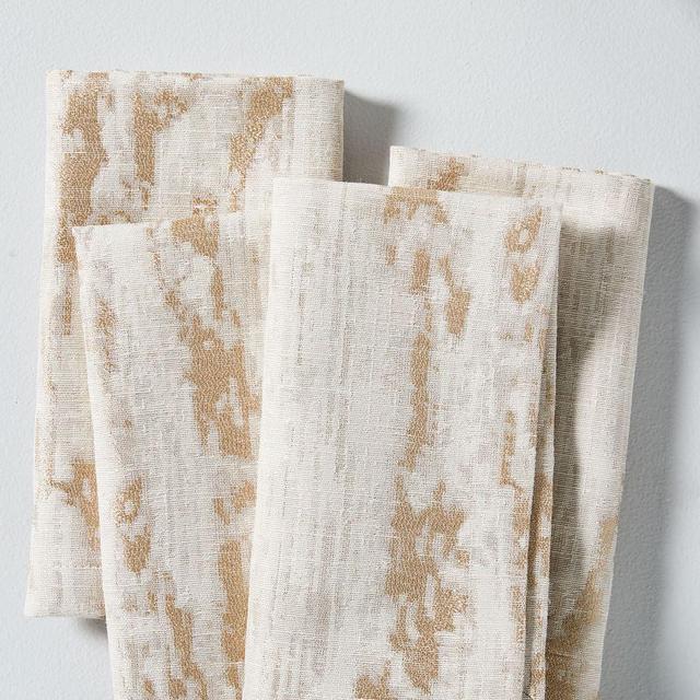 Bark Textured Table Linens Napkin 18X18 Gold Bark Border Set of 8 BOM