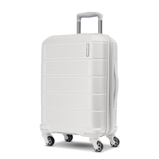 American Tourister Stratum 2.0 Expandable Hardside Luggage with Spinner Wheels, White, 20-Inch Carry-On
