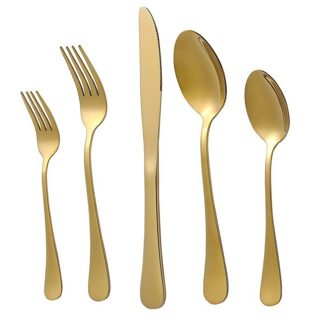 Xingjiake 40-piece Gold Silverware Set, Stainless Steel Cooking Flatware Serving Set, Flatware Cutlery Set For Home Kitchen Restaurant Hotel, Tableware Set Service for 8, Dishwasher Safe