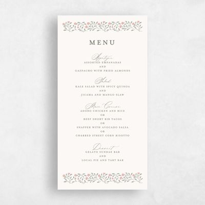 Pale Sage, Beige Wedding Menu - Sabine