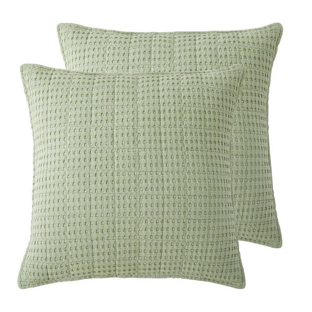 Levtex Home - Mills Waffle - Euro Sham (Set of Two) - Desert Sage - Sham Size (26x26in.), No Insert