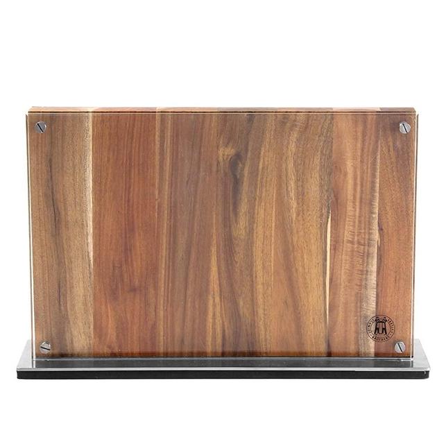 Schmidt Brothers - Acacia Downtown Magnetic Knife Block, Universal Storage For Up to 16-18 Cutlery, Acacia Hardwood and Acrylic Shield