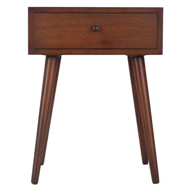 Mid Century One Drawer Wood Side Table Walnut - Décor Therapy