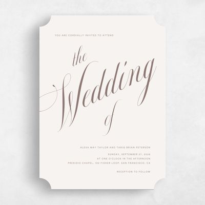 Beige Ticket Wedding Invitation - Dametta Classic