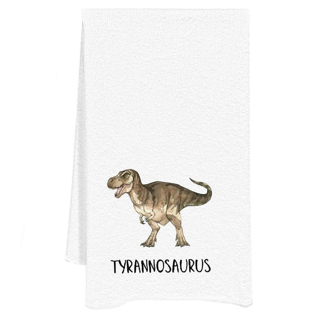 UTELKA Dinosaur Hand Towel for Boys Kids, Dinosaur Bathroom Decor Kitchen Towel, Retro Tyrannosaurus Tea Dish Towels, Kids Hand Towels for Bathroom Kitchen Accessories 16x24