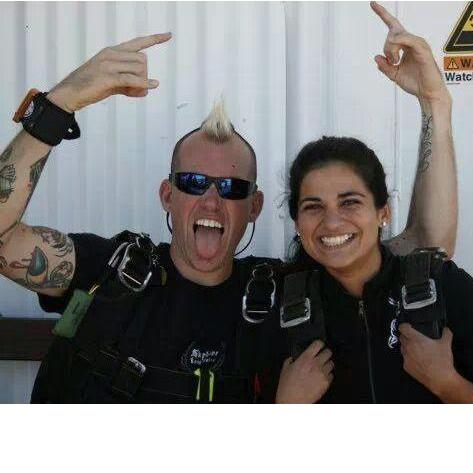 Ana (maid of honor) getting ready to skydive. Lexy used to have annual skydiving parties.