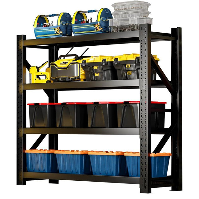 CBCNWR 3000LBS Heavy-Duty Garage Shelving, 31.5" W Metal Shelves, 4-Tier Adjustable Garage Shelving Units, Storage Racks for Warehouse, Workshop