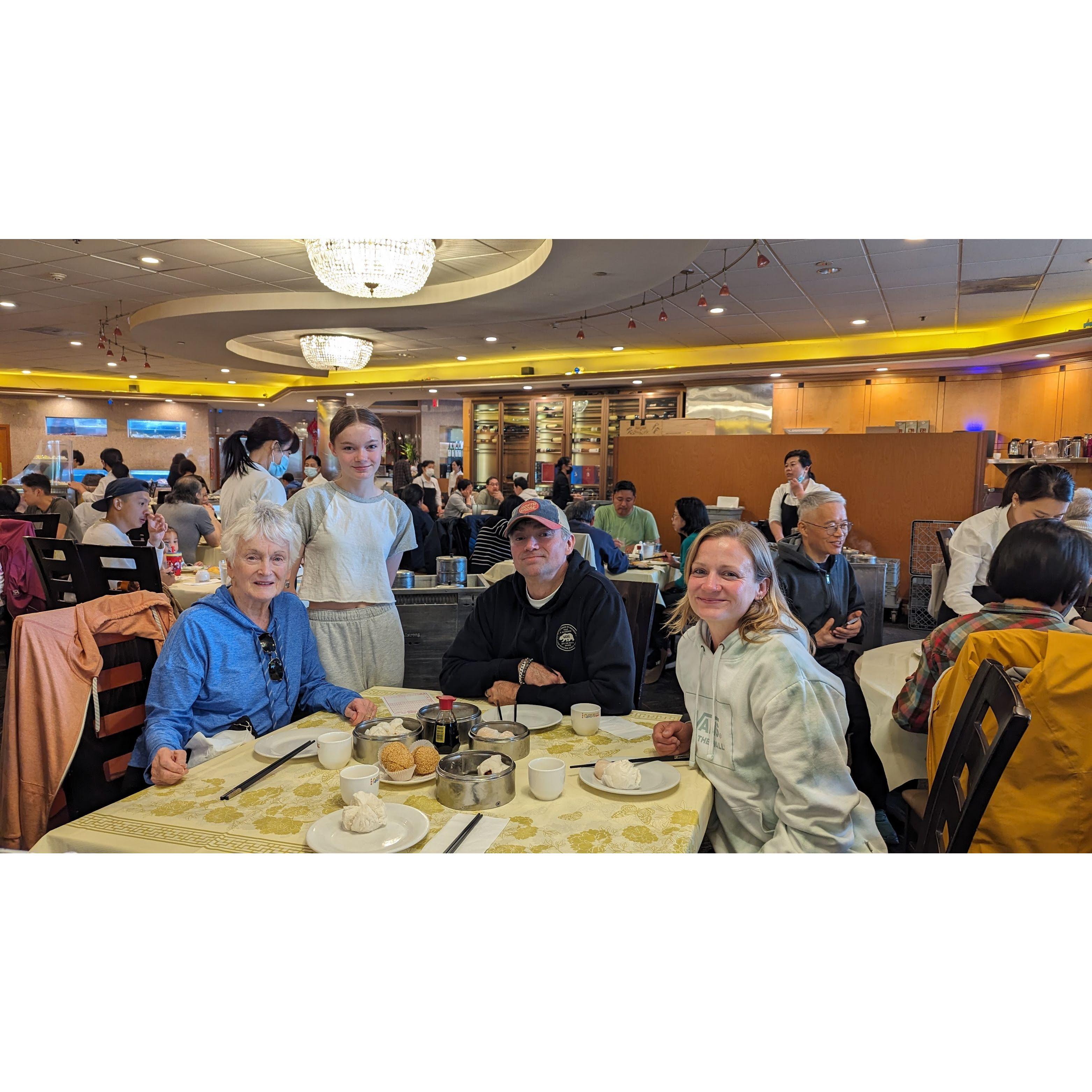 Mom's visit to Portland to celebrate Jesse's high school and Lily's 8th grade promotion. Our favorite Dim Sum spot. June 2024