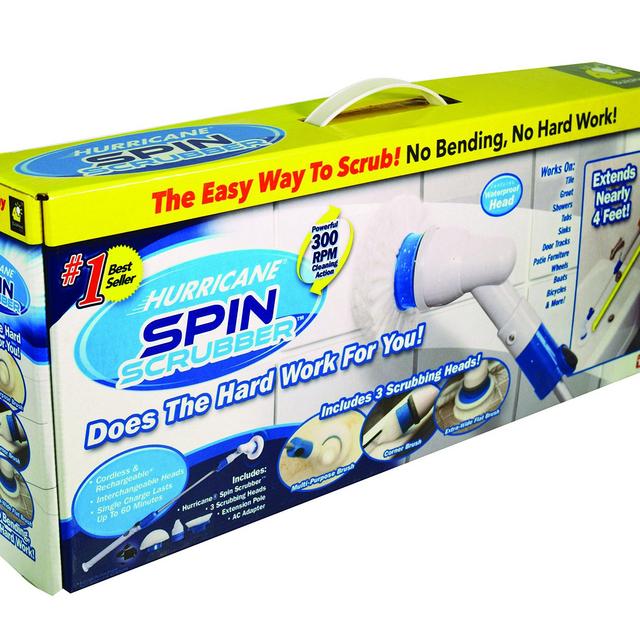 Hurricane Spin Scrubber Cordless Rechargeable Power Scrubber by BulbHead Indoor/Outdoor Takes the Hard Work Out of Cleaning Showers, Mildew, Grout, Bathroom Fixtures