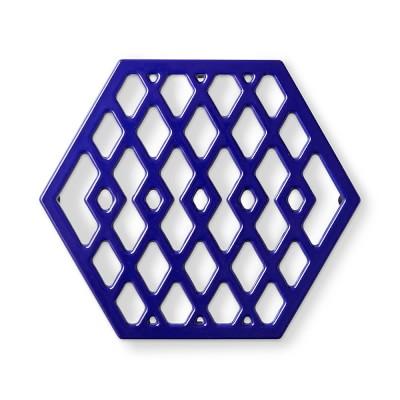 Hexagon Cast Iron Trivet, Blue