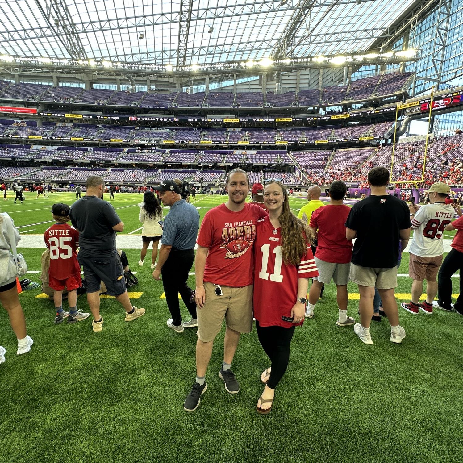 Allison’s first NFL game, 49ers versus Vikings at the Vikings stadium in Minnesota.