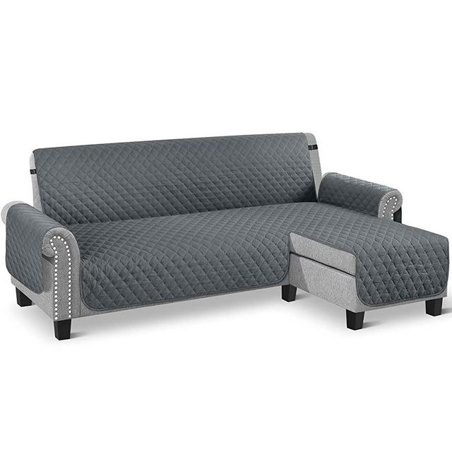TAOCOCO Couch Slipcover L Shape Sofa Cover Sectional Couch Chaise Lounge Cover Reversible Sofa Cover Furniture Protector Cover for Home Décor (Dark Grey, Small)