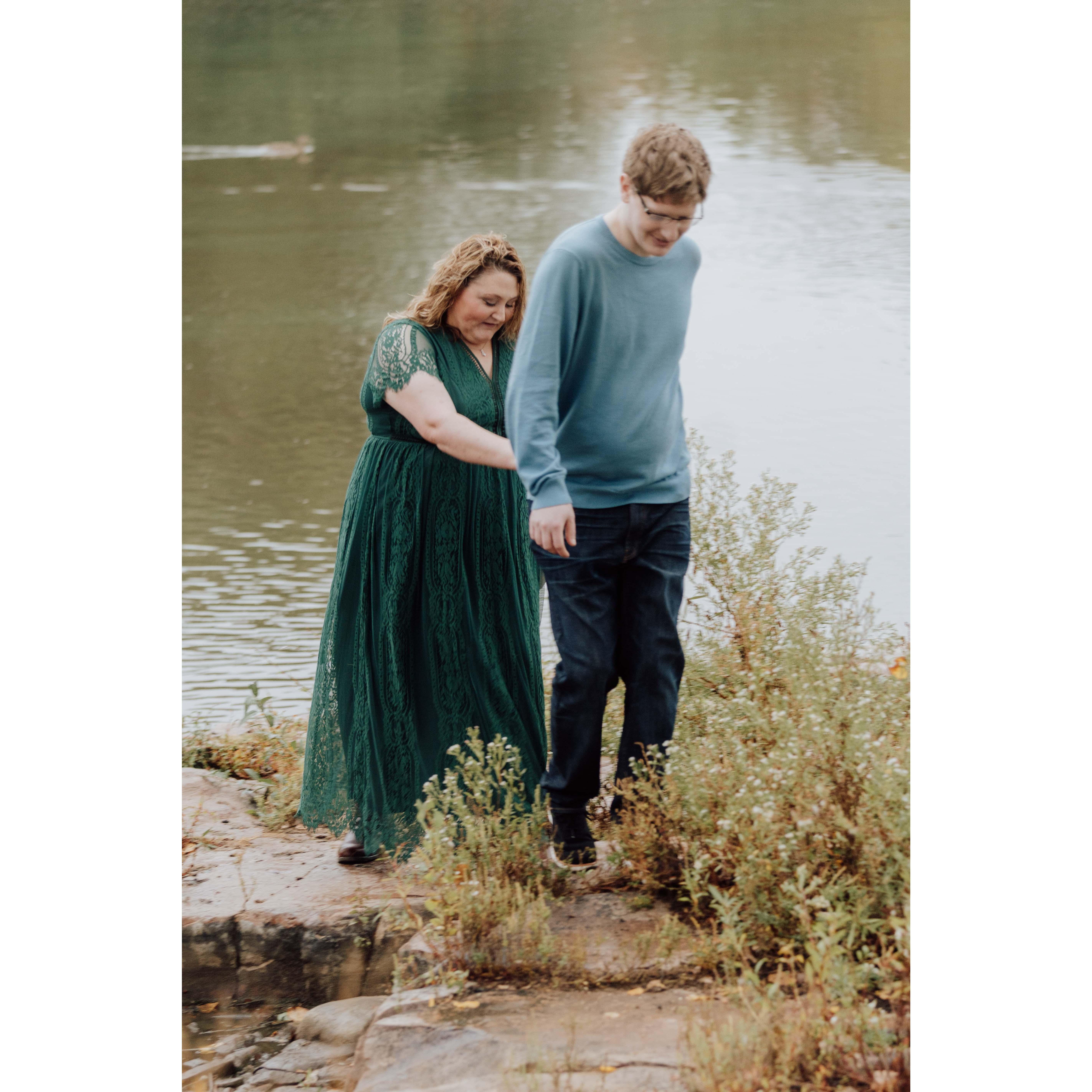 Our photographer was going for a cute moment ... Lane & I were both thinking, "don't fall, Catie, don't fall"