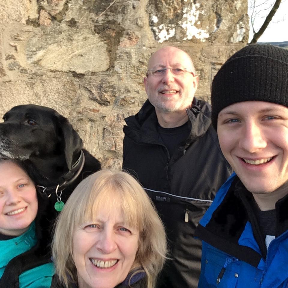 Family hike in Aberdeenshire with Thomas’s sister Catharine, mum Clare, and dad Peter