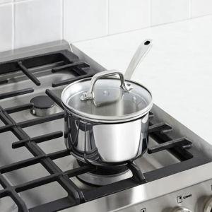 All‑Clad D3 Stainless 1.5‑Qt Saucepan with Glass Lid – Everyday 3‑Ply Bonded Cookware