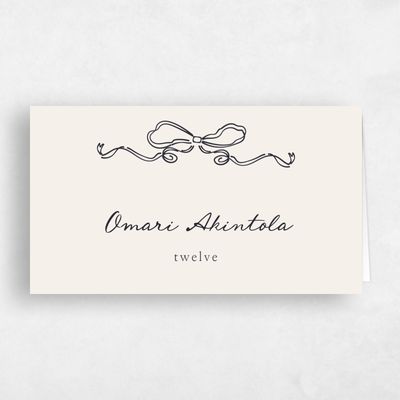 Ebony, Beige Wedding Place Card - Willa