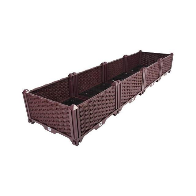 BAOYOUNI Rectangular Raised Garden Bed Kit Indoor Outdoor Plastic Planter Grow Box for Fresh Vegetables, Herbs, Flowers & Succulents, Brown, 61.41'' x 15.35'' x 8.66''