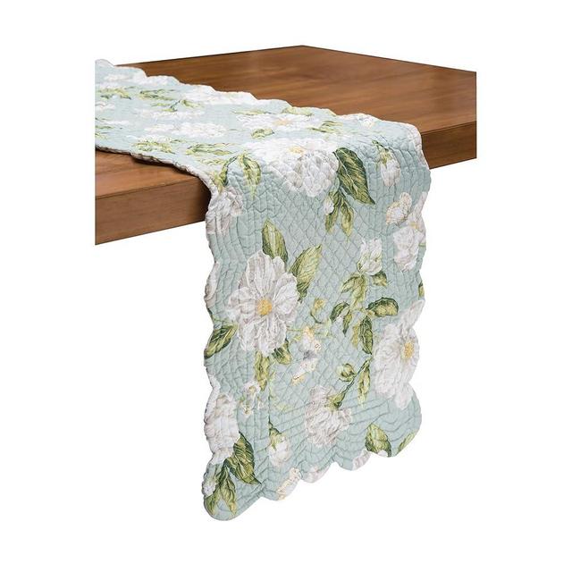 C&F Home Colonial Williamsburg Magnolia Garden Cotton Quilted Table Runner Green And White Floral Cotton 14" X 51" Machine Washable Cotton Quilted Table Linen 14" x 51" White, Gray, Green, Tan, Yellow