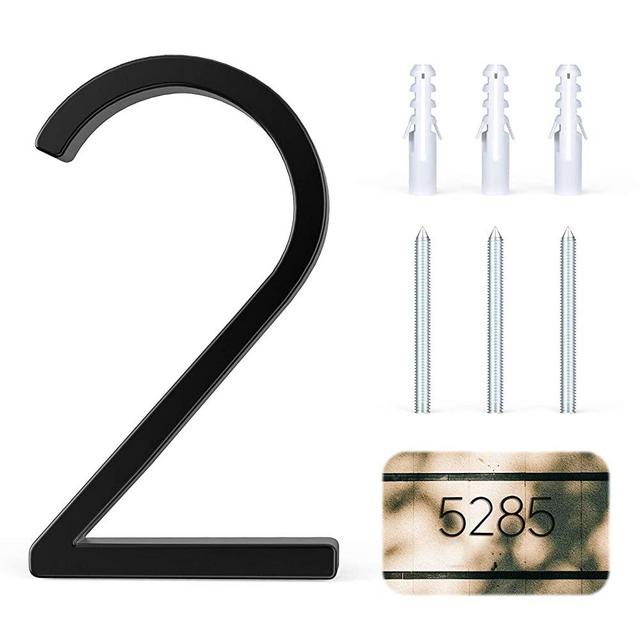 5 Inch Floating House Number Modern House Numbers, Zinc Alloy Number with Nail Kit and Detailed Operation Process Instructions for House Mailbox Address Numbers (Number 2)
