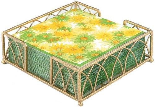Boston International Arch Design Lunch Napkin Holder Caddy, 6.75 x 6.75-Inches, Gold Leaf