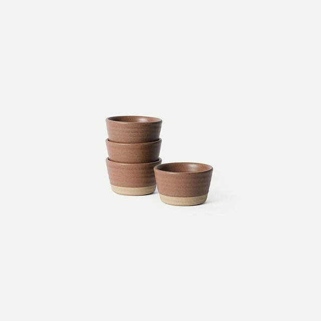 Mora Mini Ramekins Set of 4, 8oz Ceramic Pottery Baking Dishes - Microwave, Oven and Dishwasher Safe - Terracotta
