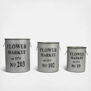 Secret Garden Flower Market Bucket, Set of 3